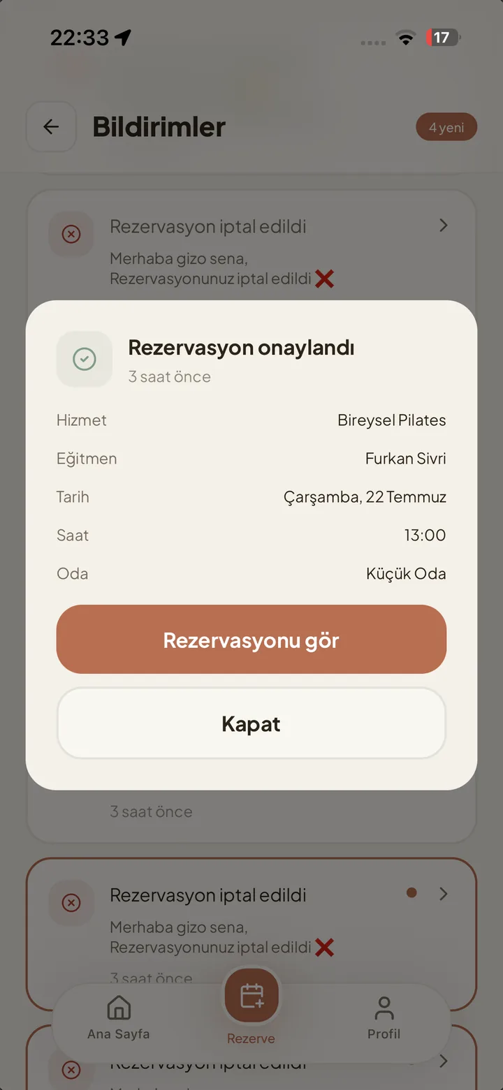 Danışan uygulaması — bildirimler