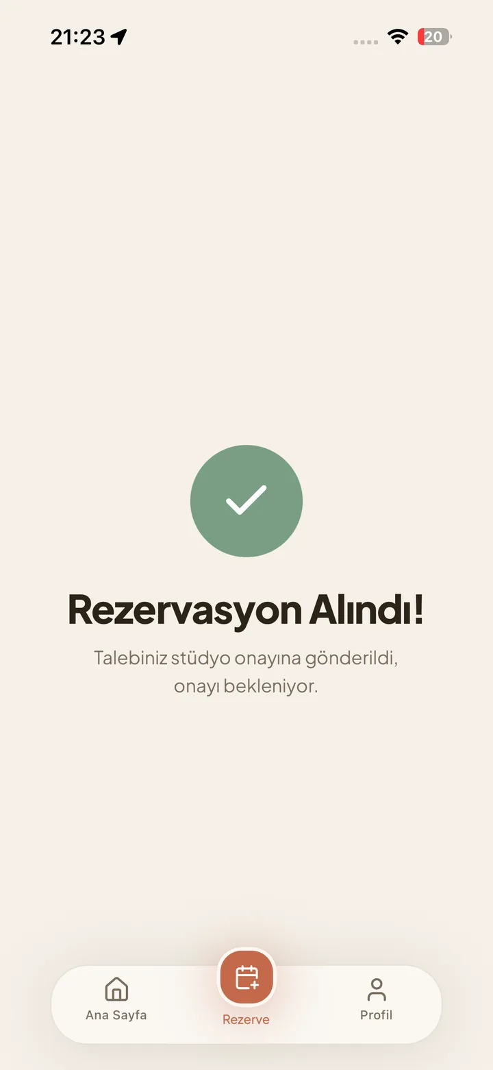 Danışan uygulaması — rezervasyon alındı