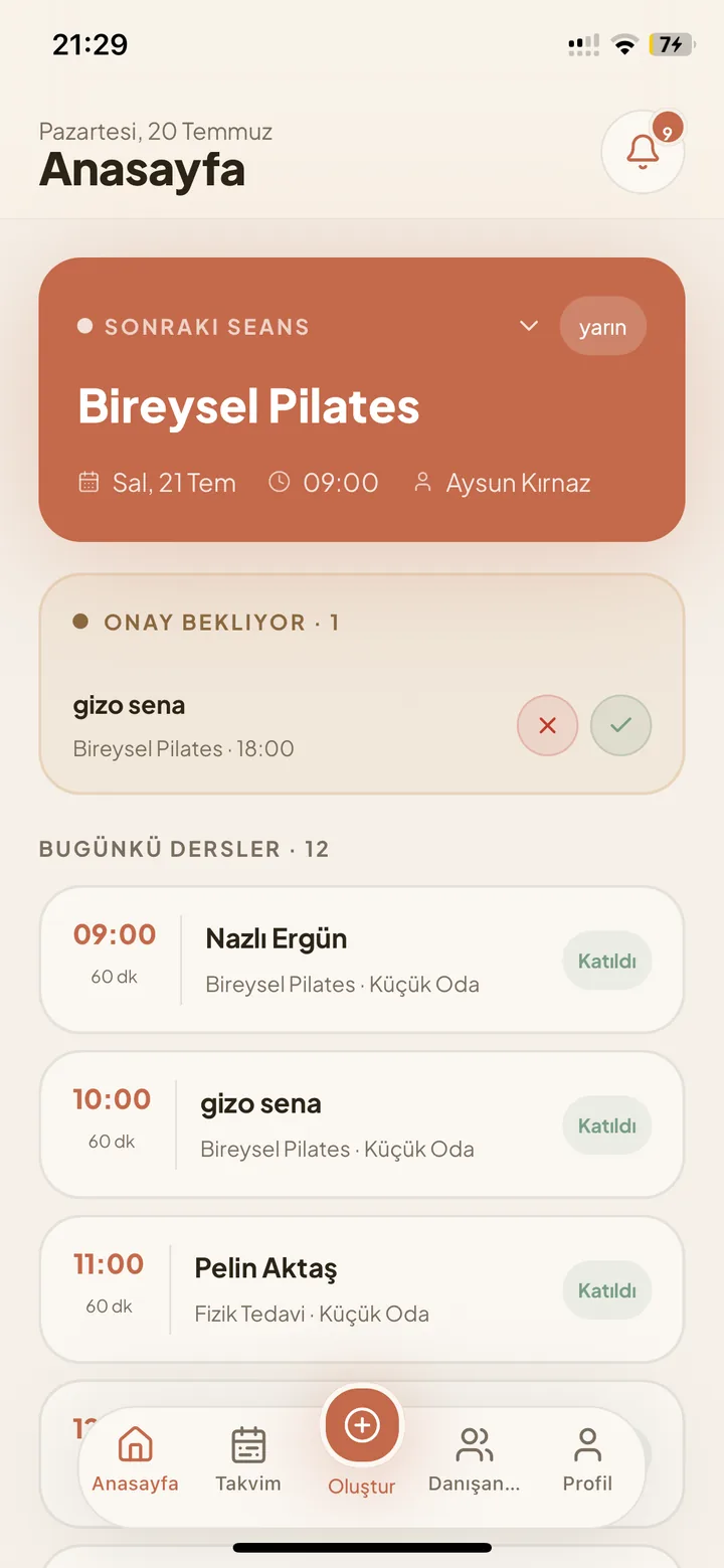 Eğitmen uygulaması — anasayfa