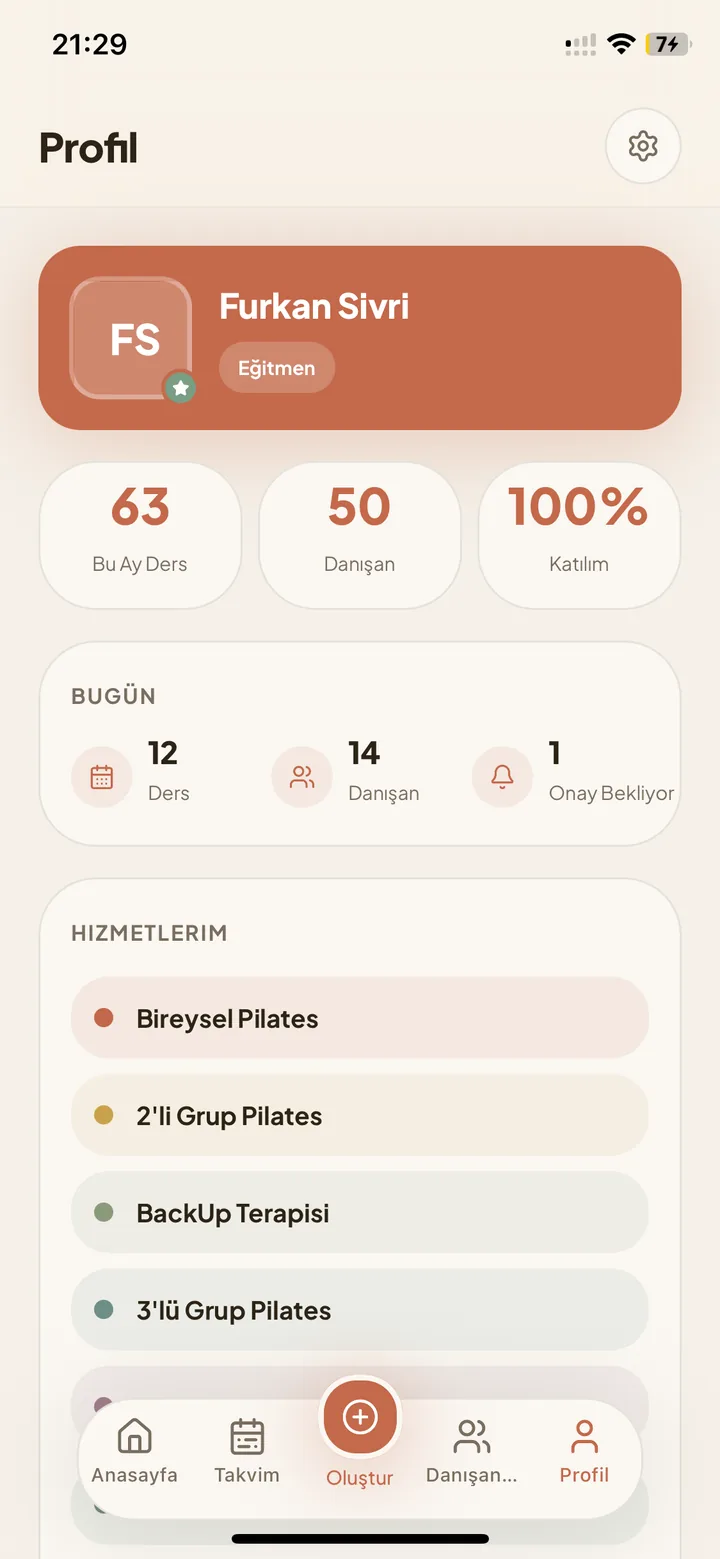 Eğitmen uygulaması — profil
